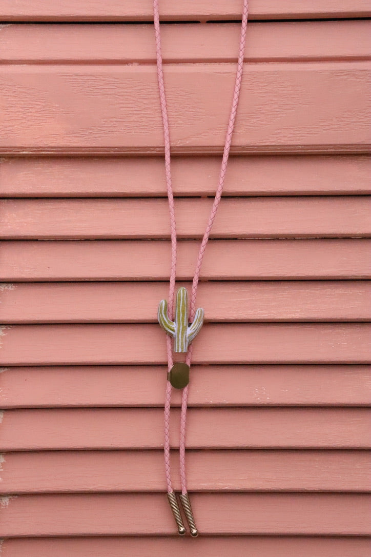 Hand-Painted Western Cactus Bolo Tie