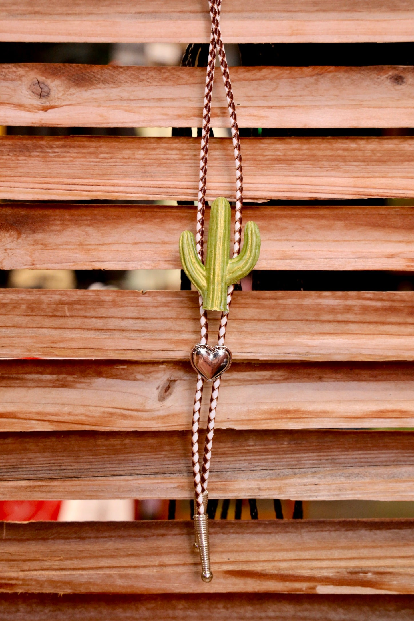 Hand-Painted Western Cactus Bolo Tie