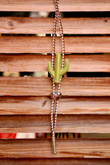 Hand-Painted Western Cactus Bolo Tie
