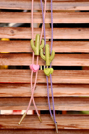 Hand-Painted Western Cactus Bolo Tie