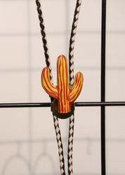 Hand-Painted Western Cactus Bolo Tie