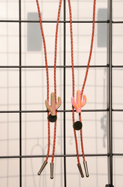 Hand-Painted Western Cactus Bolo Tie