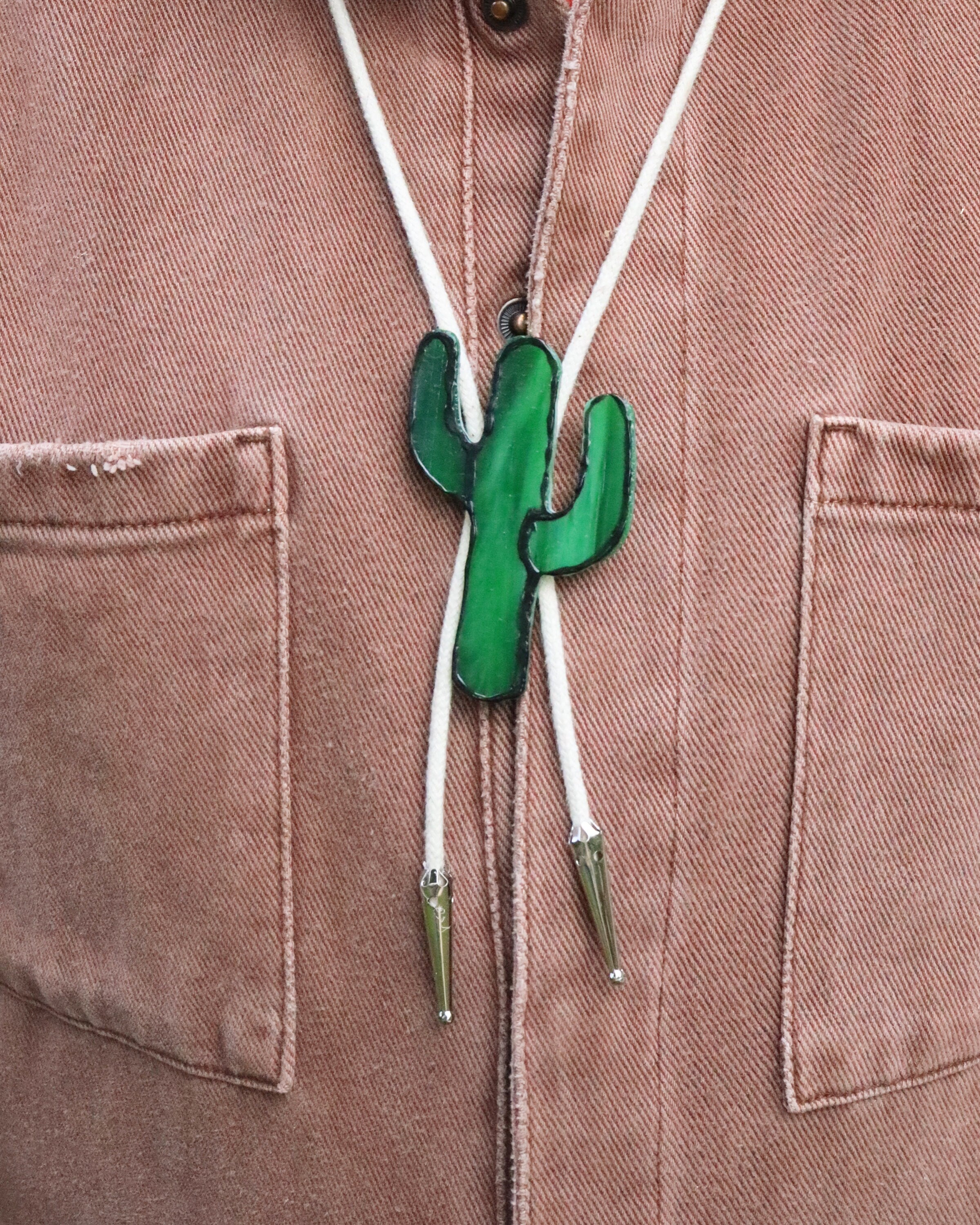 Stained Glass Cactus Bolo Tie